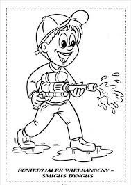 Coloring book of a boy with a water gun
